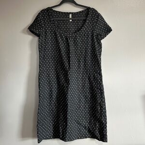 Nuthatch Maine Gray Dotted Linen Short Sleeve Dress, Gray, Above Knee,  Medium